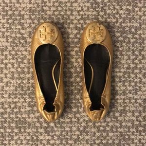 Gold Tory Burch Flats